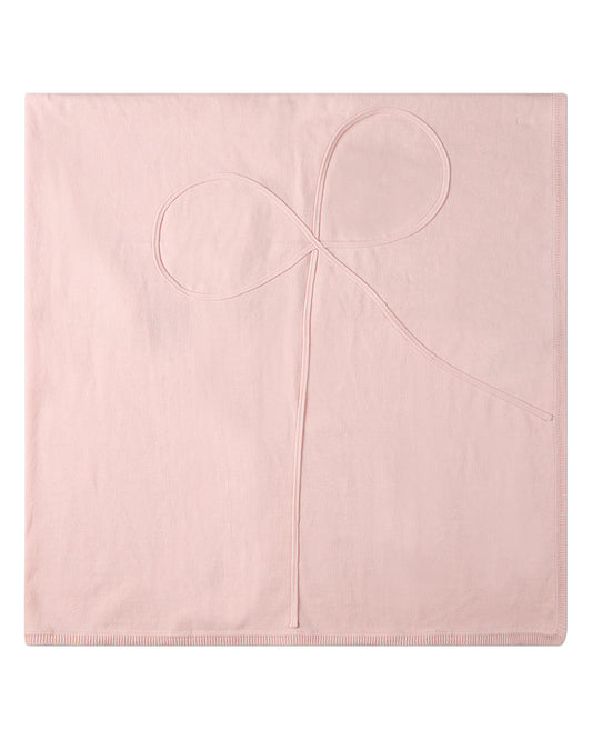 Baby Girls 100% Cotton Fine-Gauge Knit Blanket with Tonal Knit Bow