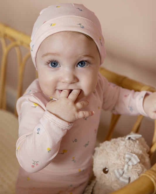 Baby and Toddler Girls Cotton-Rich "Blossoming Florals" Footie : Color: Blush