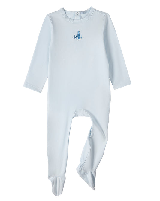 2 Piece "Boy And His Waddling Ducks" Cotton Rich Footie Set : Color: Pearl Blue