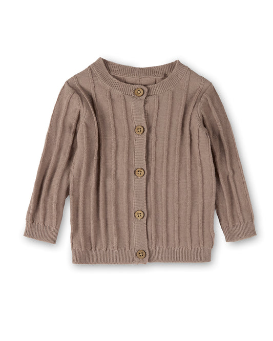 Baby and Toddler 3D Knit 100% Cotton Ribbed Long-Sleeve Cardigan