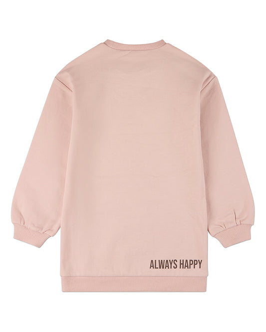 Girls "Smiles All Around" Cotton-Rich Fleece Sweatshirt Dress