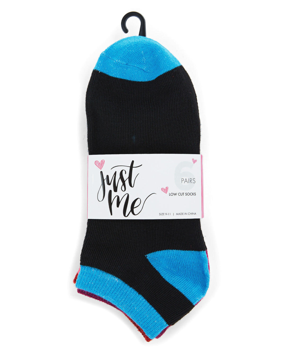 Women's 6 Pair Pack Neon Tipped Low Cut Socks : Color: Black Multi