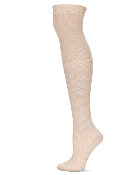 Women's Dashing Diamond Over The Knee Warm Cotton Blend Sock : Color: Ivory