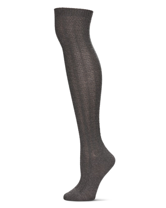 Women's Textured Rib Knit Over The Knee Warm Sock : Color: Dark Gray Heather