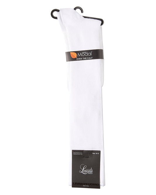 Men's Basic Modal Durable and Flexible Rib Over The Calf Sock : Color: Black