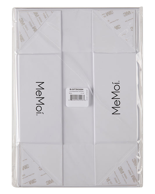 4-Compartment White Gift Box with Inner Dividers and Viewing Window