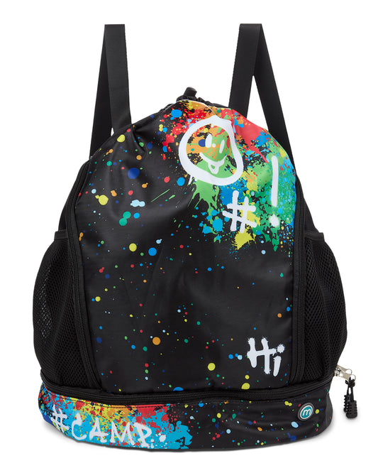 Kids Unisex Multicolor "Graffiti Fun" Camp Bag Backpack : Color: Black