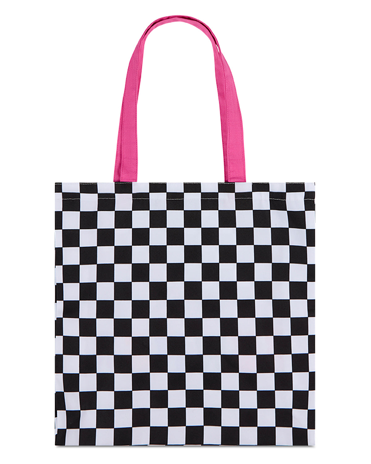 Girls "Summer" Checkered Canvas Tote Bag with Plush Chenille Graphic