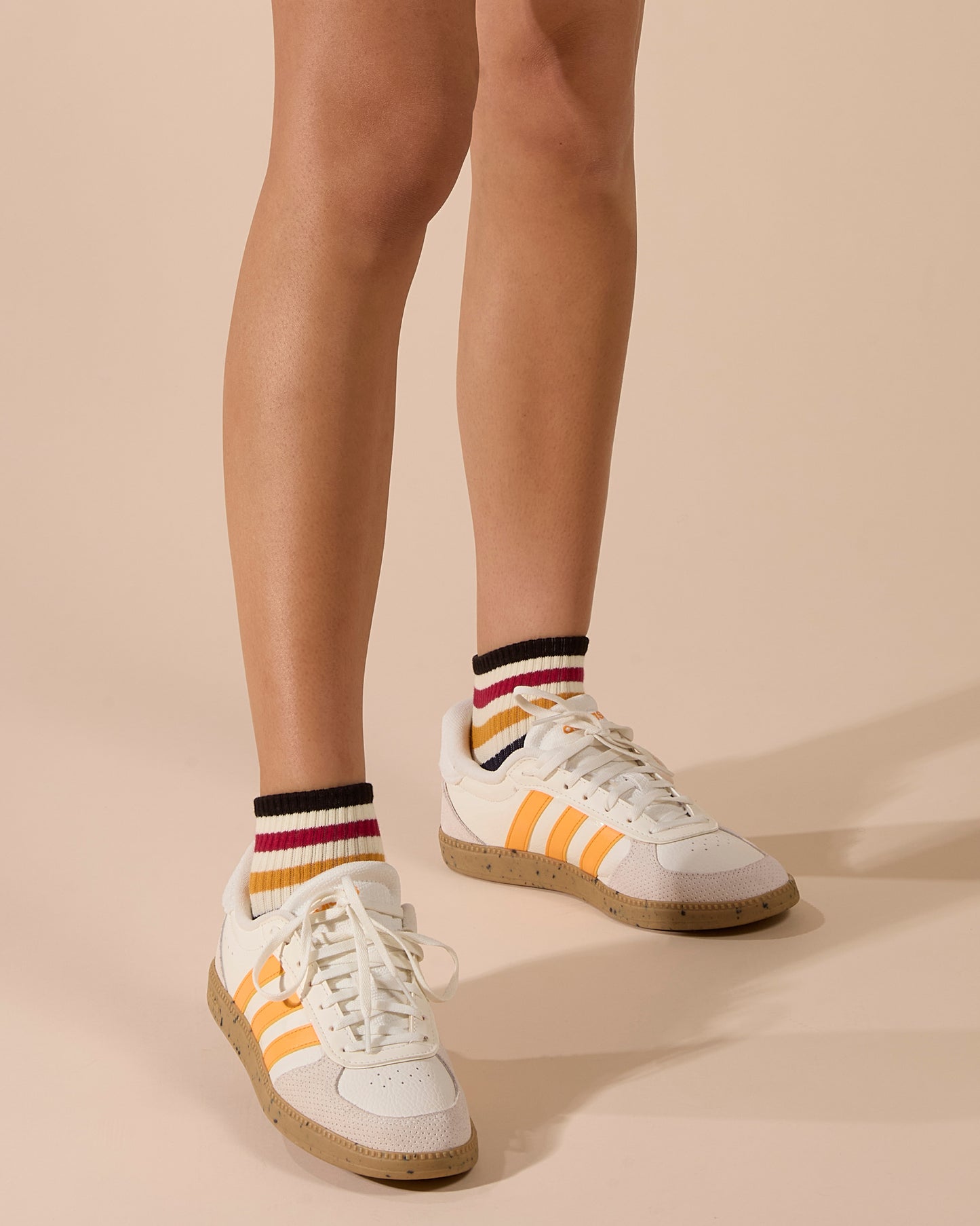 Women's Cotton Blend Retro Style Multicolor Stripe Anklet Sock