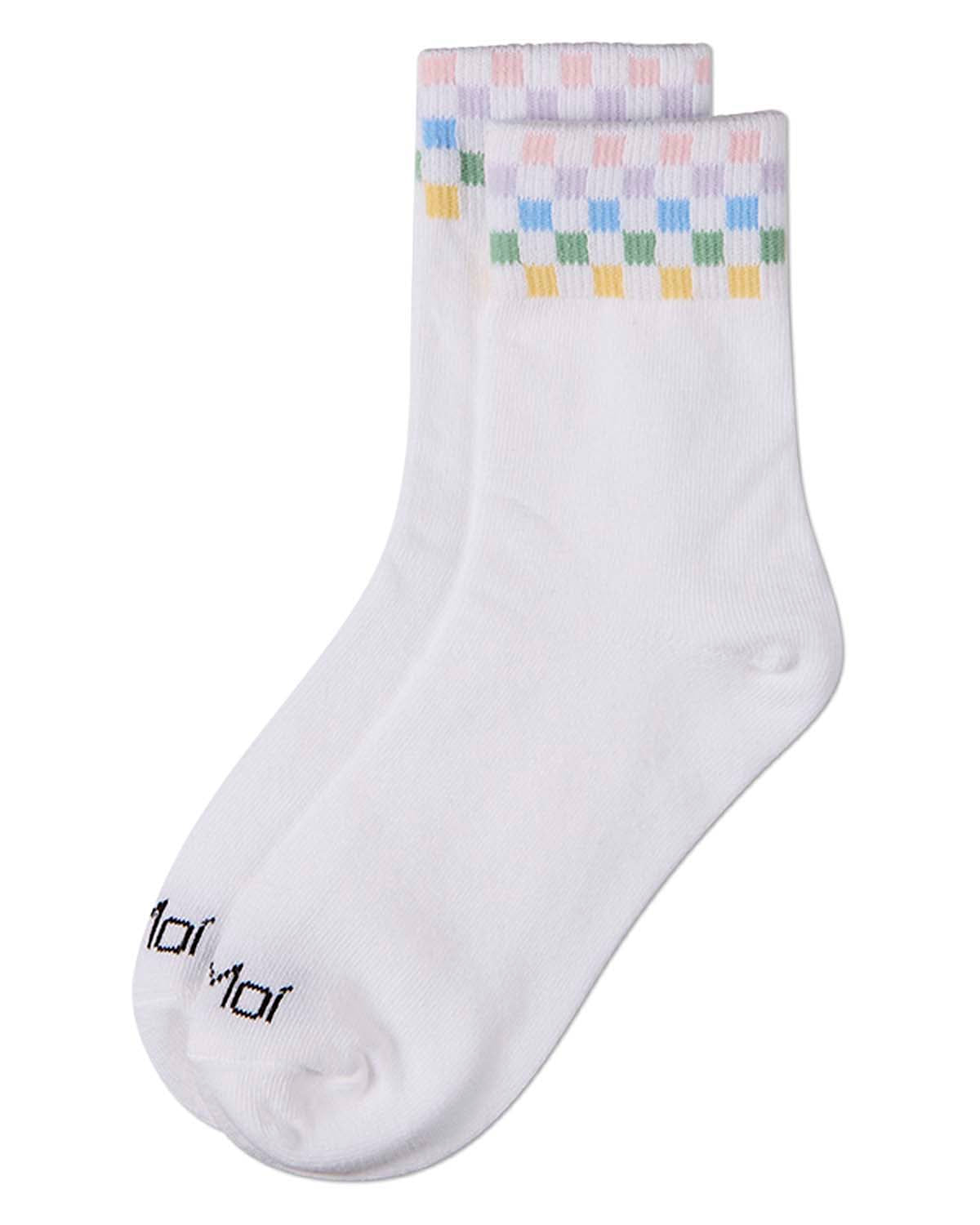 Women's Checker-Trim Cotton-Rich Sporty Ankle Sock