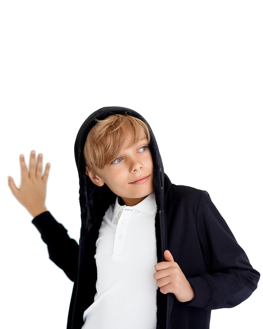 Boys Zip-Up Rayon Blend Hoodie with Cozy Faux Fur Lining - Introductory Special