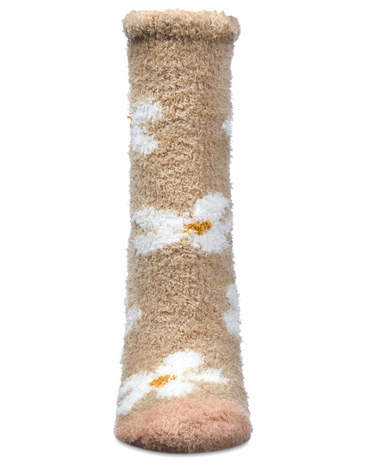 Women's Daisy Marshmallow Cozy Crew Socks : Color: Taupe