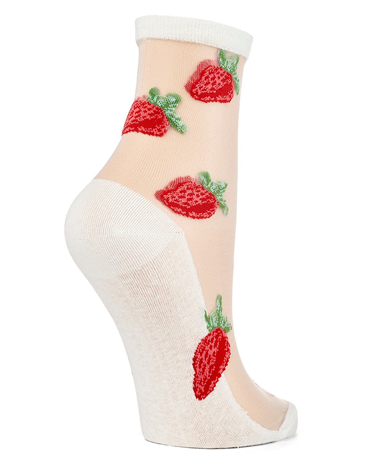 Women's Strawberry Sheer Combed Cotton Crew Socks