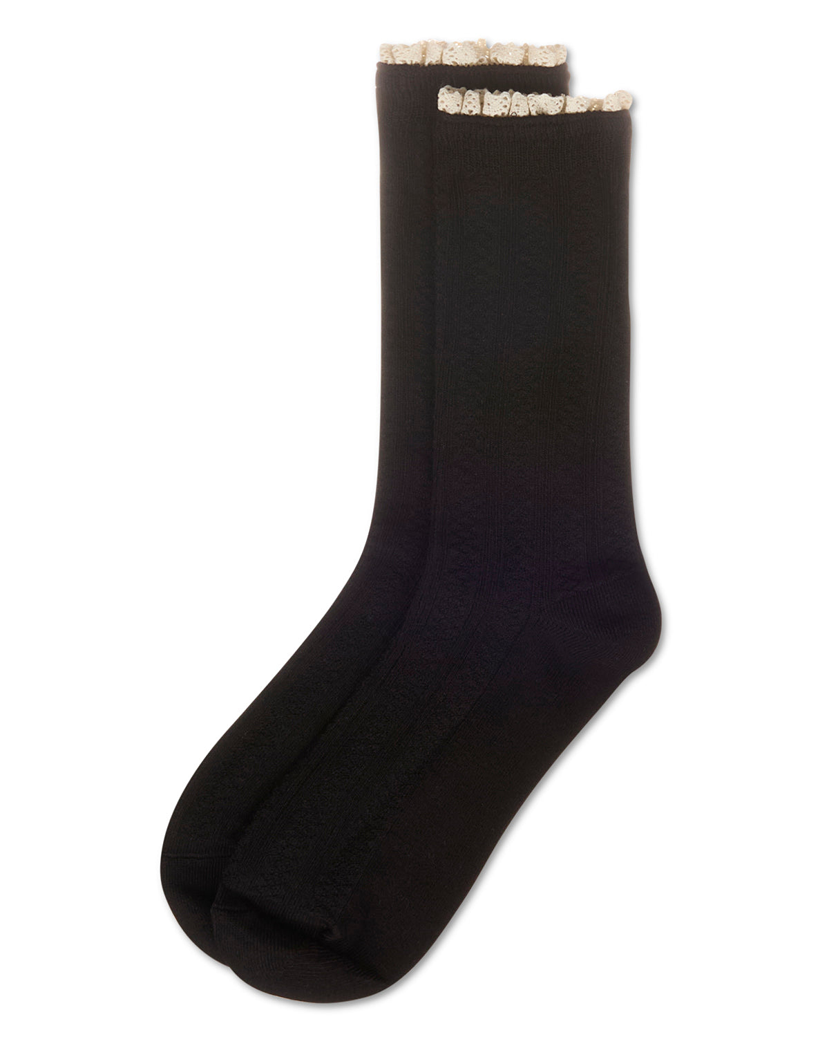 Women's Prairie Lace Crew Socks : Color: Black