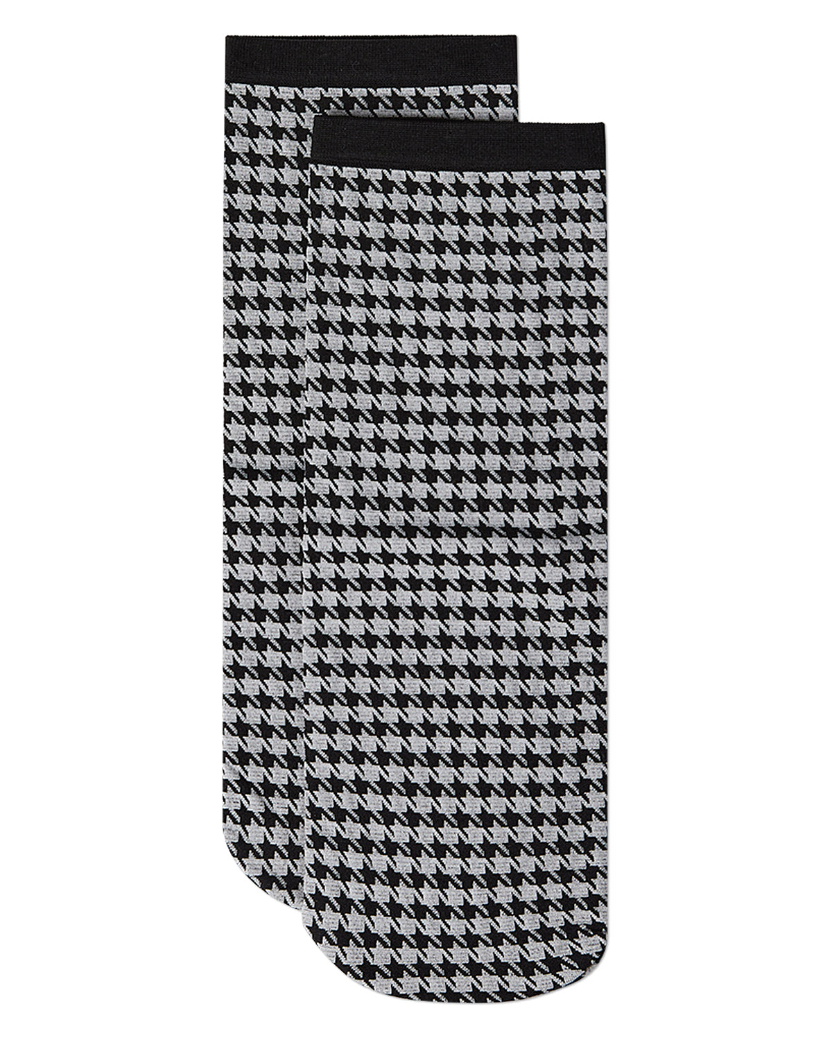 Women's Opaque Houndstooth Crew Sock : Color: Black