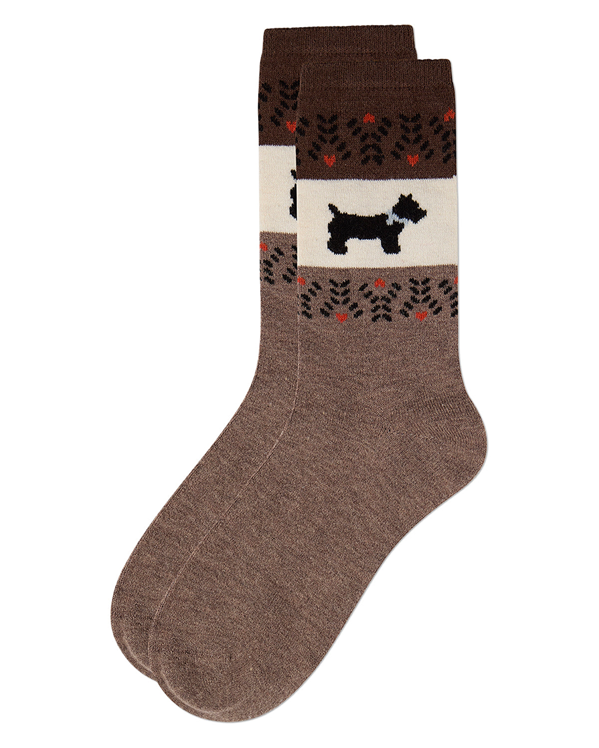 Women's Scottie-Theme Fairisle-Patterned Cashmere-Blend Crew Socks