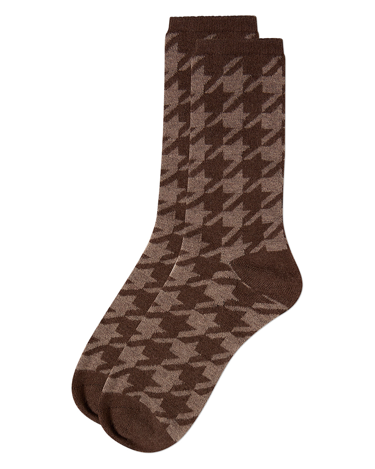 Women's Houndstooth Cashmere-Blend Fine-Gauge Knit Crew Sock