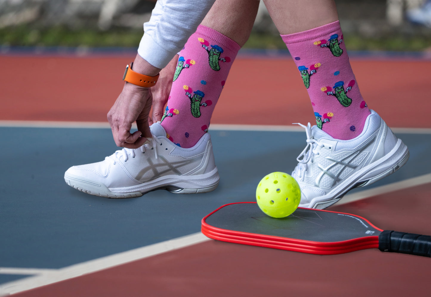 Women's Pickleball Bamboo Blend Crew Sock : Color: Fuchsia Pink