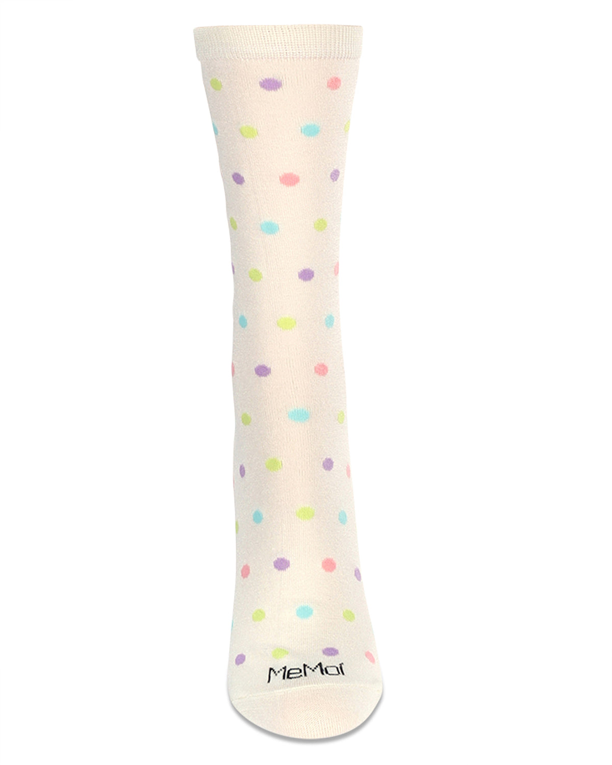 Women's Multi Dots Bamboo Crew Socks : Color: Marshmallow