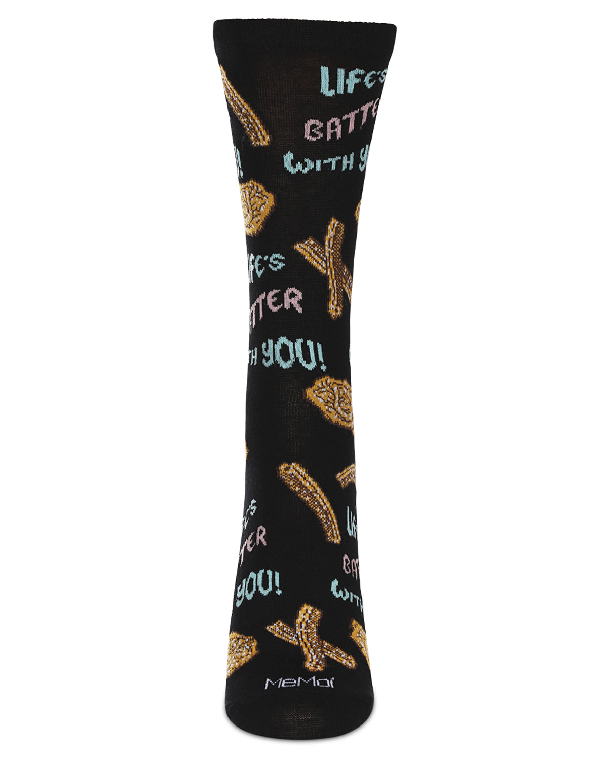 Women's Churros & Funnel Cake Rayon From Bamboo Crew Socks : Color: Black