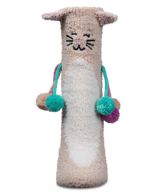 Women's Cat Embellished Plush Crew Socks : Color: Taupe