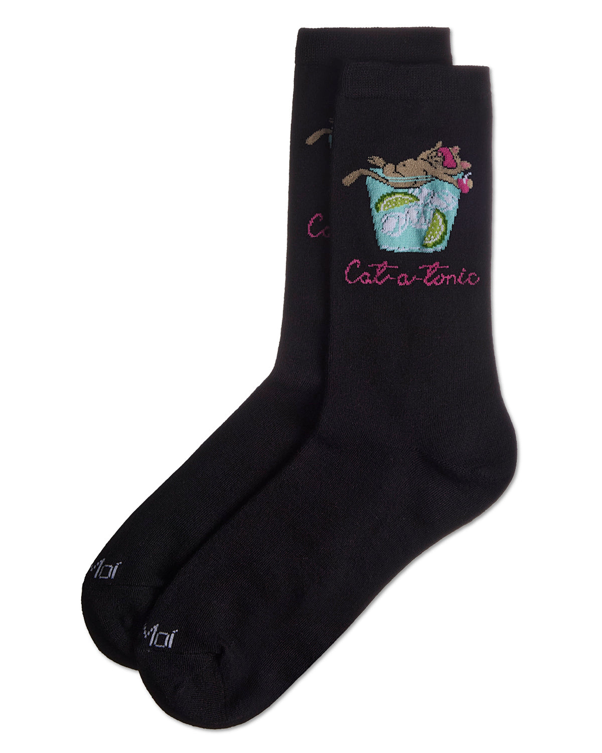 Women's Cat-a-Tonic Rayon From Bamboo Crew Socks : Color: Black