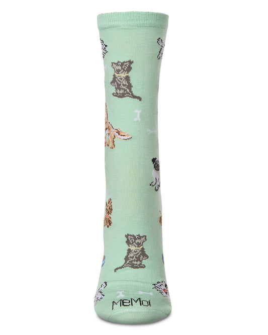 Women's Dogs Rayon From Bamboo Crew Socks : Color: Mint