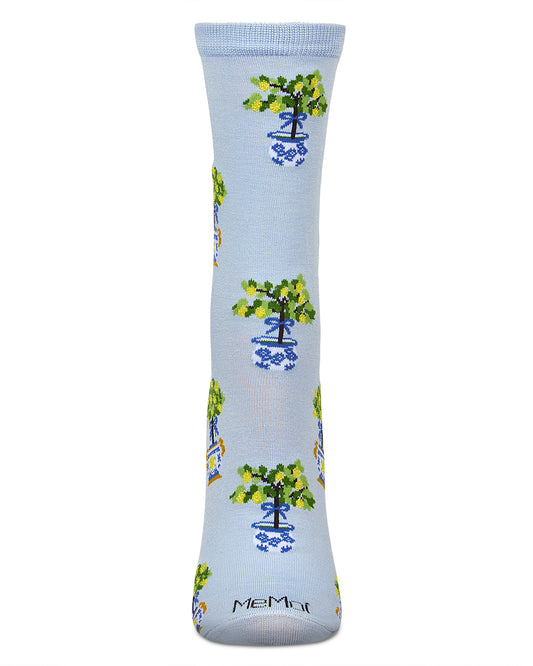 Women's Topiary Rayon From Bamboo Crew Socks : Color: Light Blue