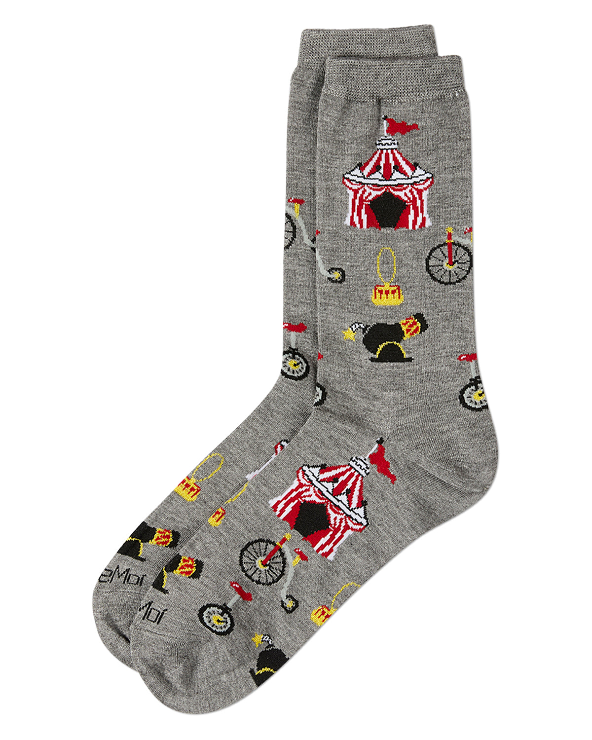 Women's "Circus Tent" Rayon Blend Novelty Crew Sock : Color: Med Gray Heather