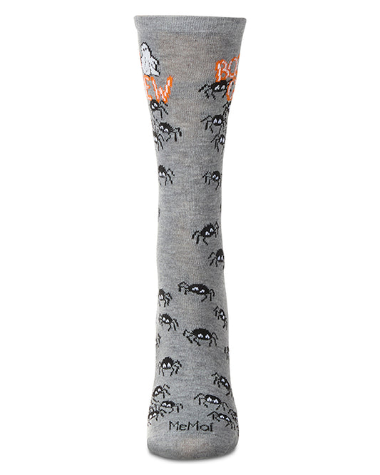 Women's "Boo Crew" Halloween Holiday Novelty Crew Sock : Color: Med Gray Heather