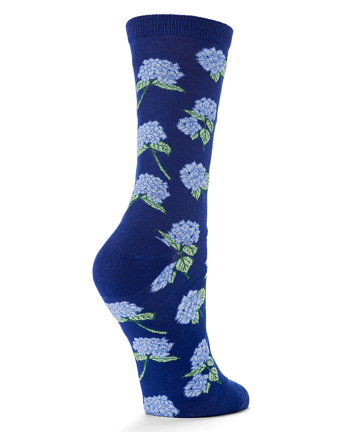 Women's Hydrangea-Themed Rayon-Blend Novelty Crew Sock