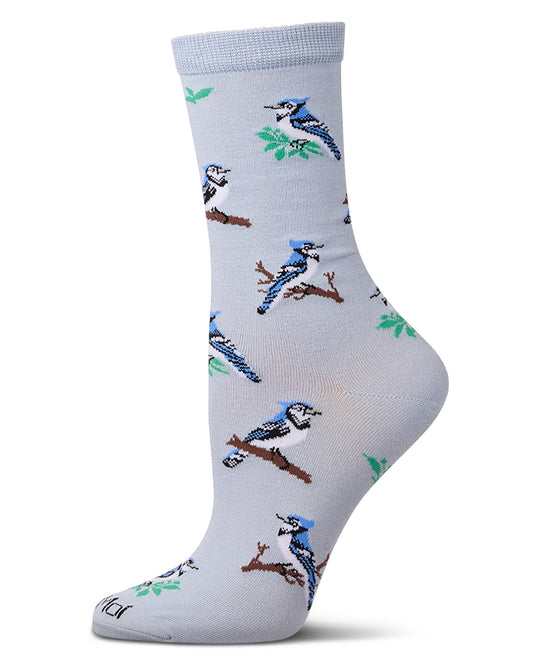 Women's "Blue Jays" Rayon-Blend Novelty Crew Sock