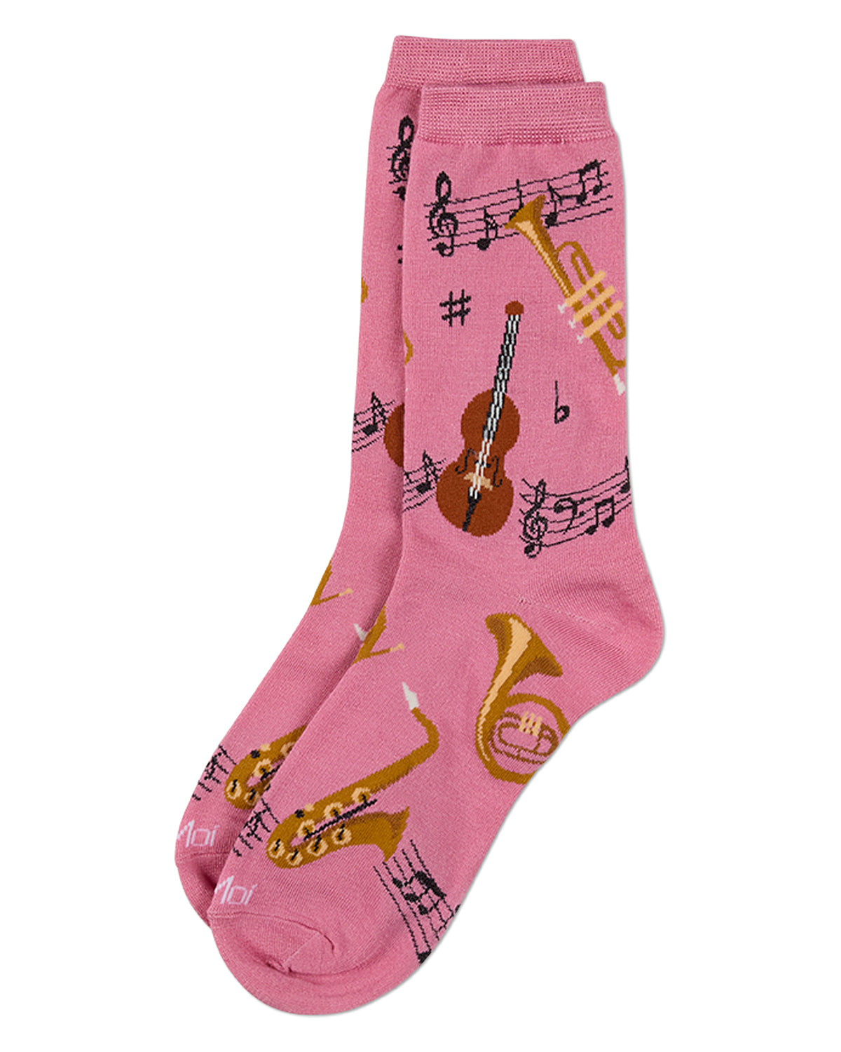Women's Jazz-Themed Rayon-Blend Fine-Gauge Novelty Crew Sock