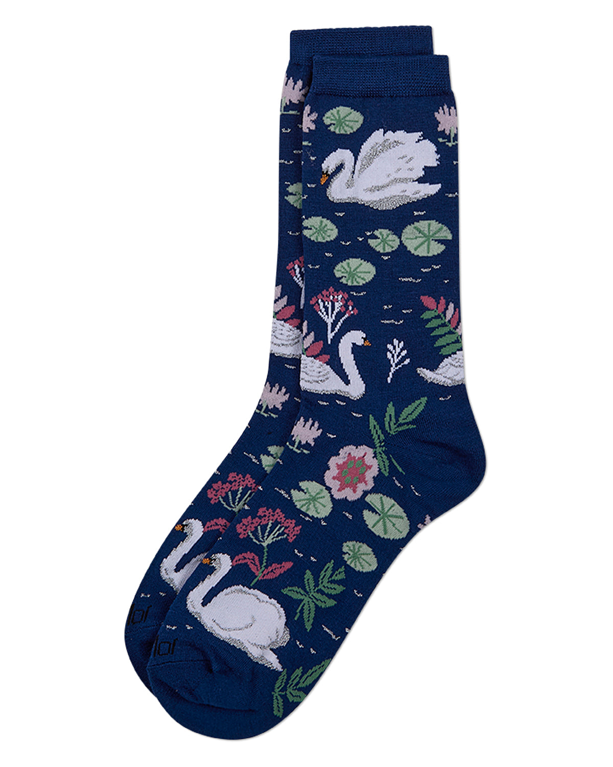 Women's "Swan Lake" Rayon-Blend Fine-Gauge Novelty Crew Sock