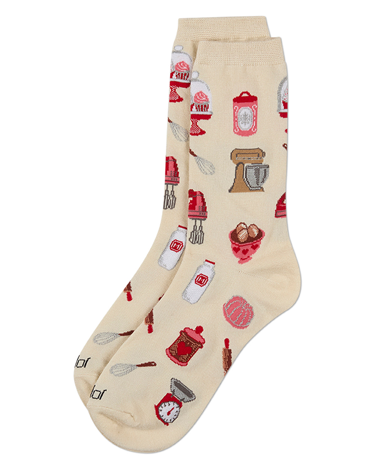 Women's "Vintage Baking" Rayon-Blend Fine-Gauge Novelty Crew Sock