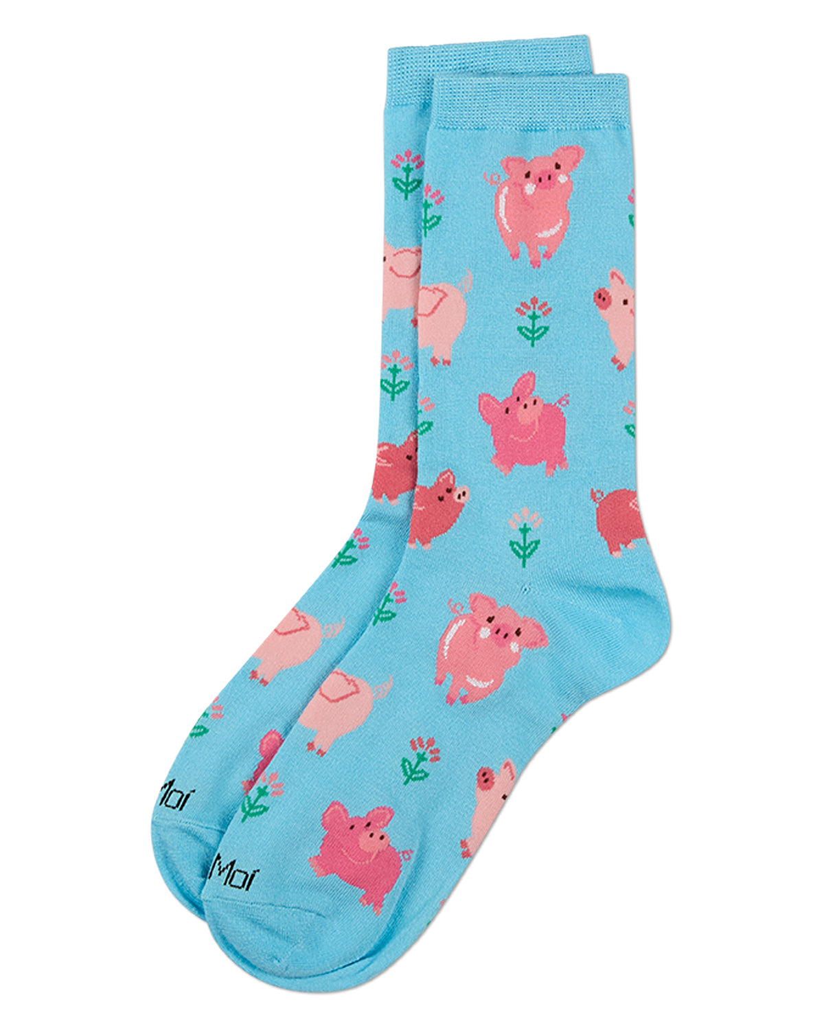 Women's "Piggies" Rayon-Blend Fine-Gauge Novelty Crew Sock