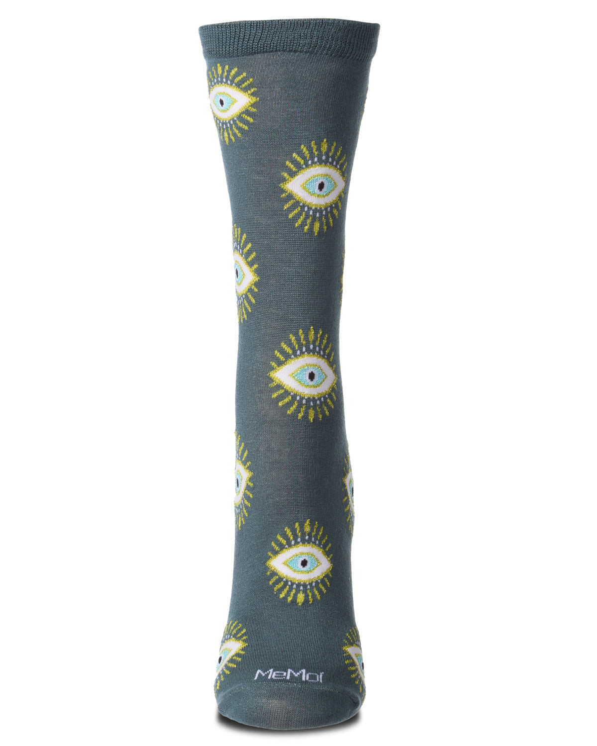Women's "Evil Eye" Rayon-Blend Fine-Gauge Novelty Crew Sock