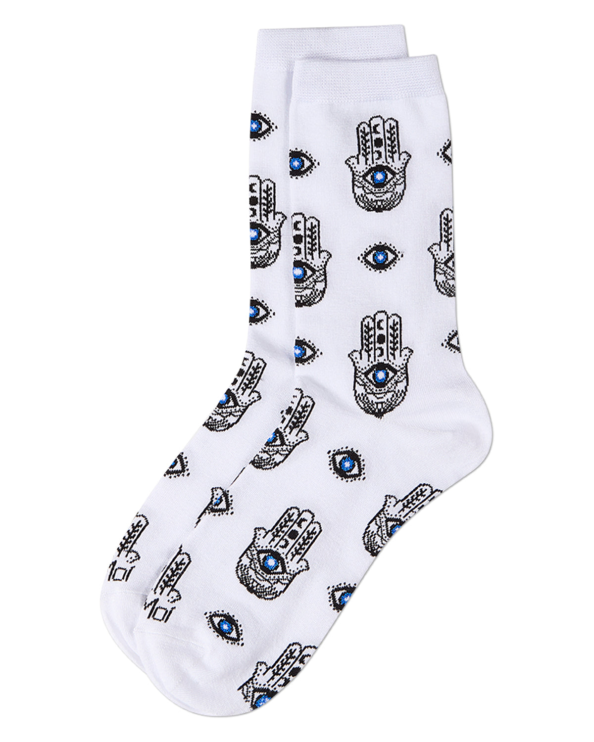Women's "Hamsa" Rayon-Blend Fine-Gauge Novelty Crew Sock