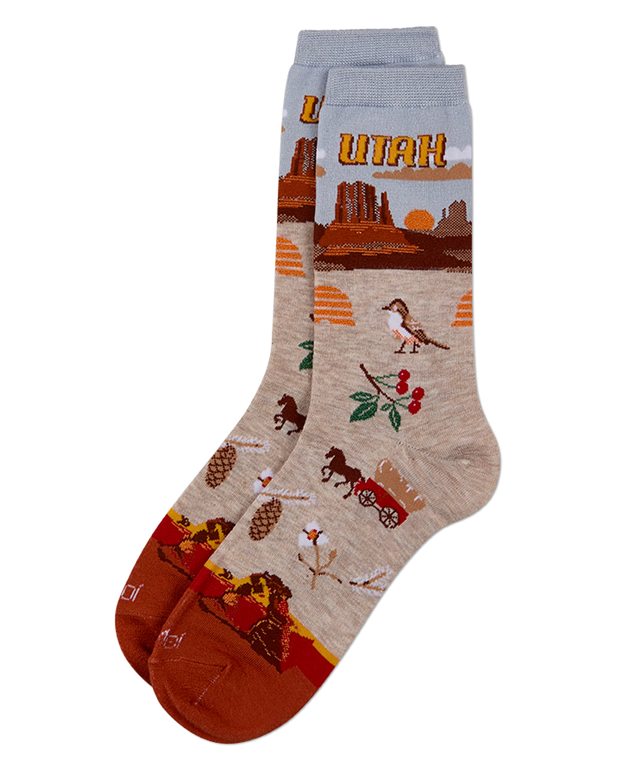 Women's Utah-Themed Rayon-Blend Fine-Gauge Novelty Crew Sock