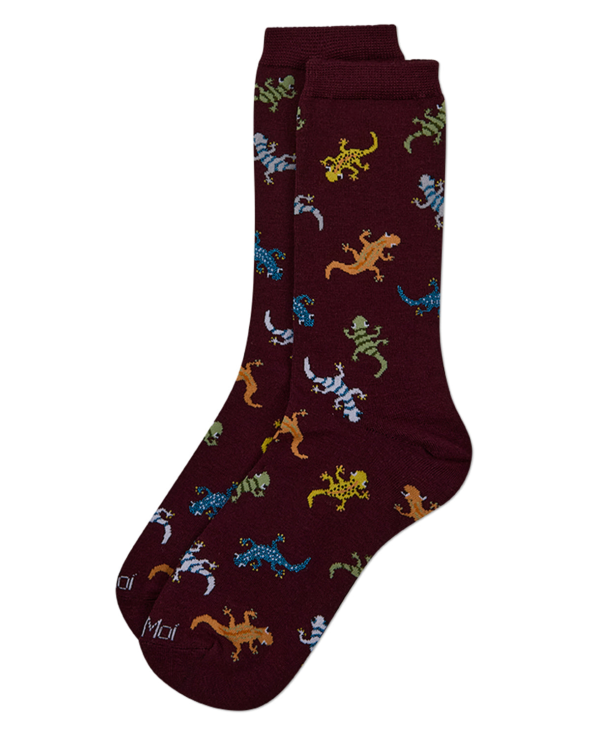 Women's Gecko-Themed Rayon-Blend Fine-Gauge Novelty Crew Sock
