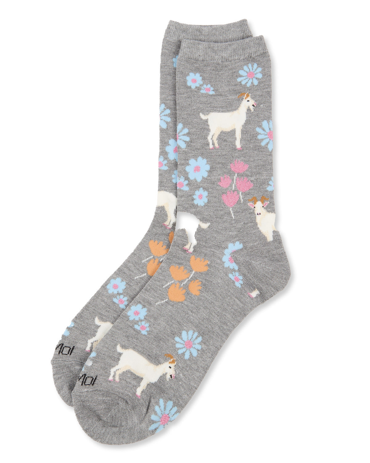 Women's Goats-Themed Rayon-Blend Fine-Gauge Novelty Crew Sock