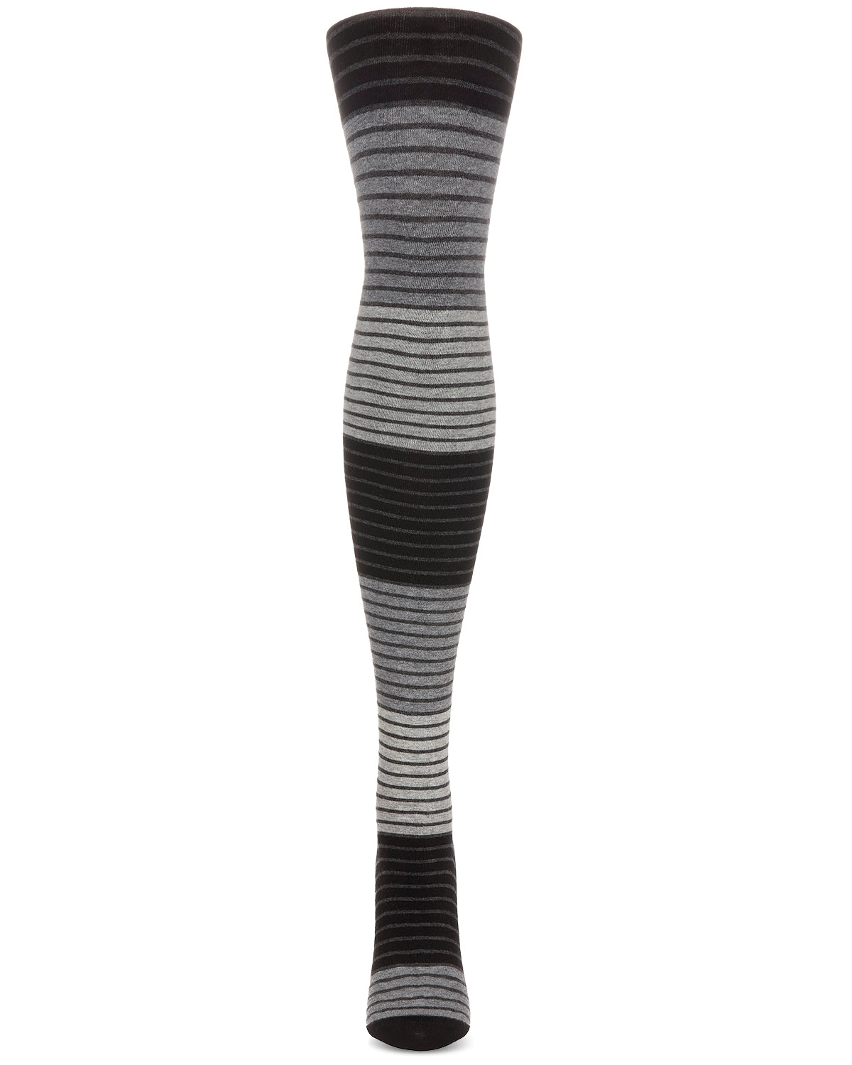 Women's Cozy Cotton Blend Shaded Striped Sweater Tights : Color: Black