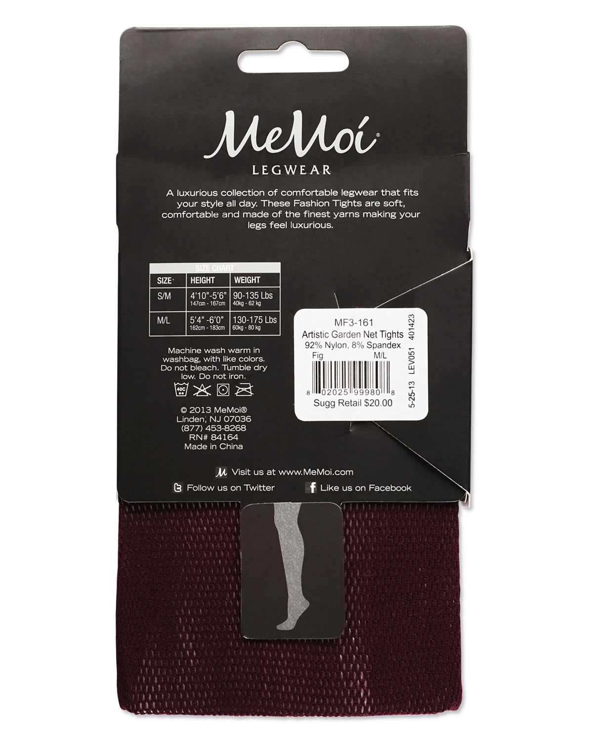 Women's Artistic Garden Nylon Net Tights : Color: Fig