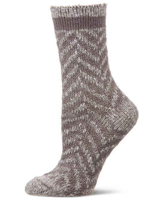 Women's Classic Chevron Warm & Cozy Cotton Blend Crew Sock : Color: Charcoal Gray