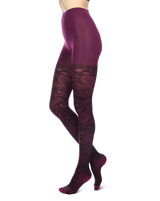 Paisley Pop Cotton Blend Sweater Tights : Color: Phlox