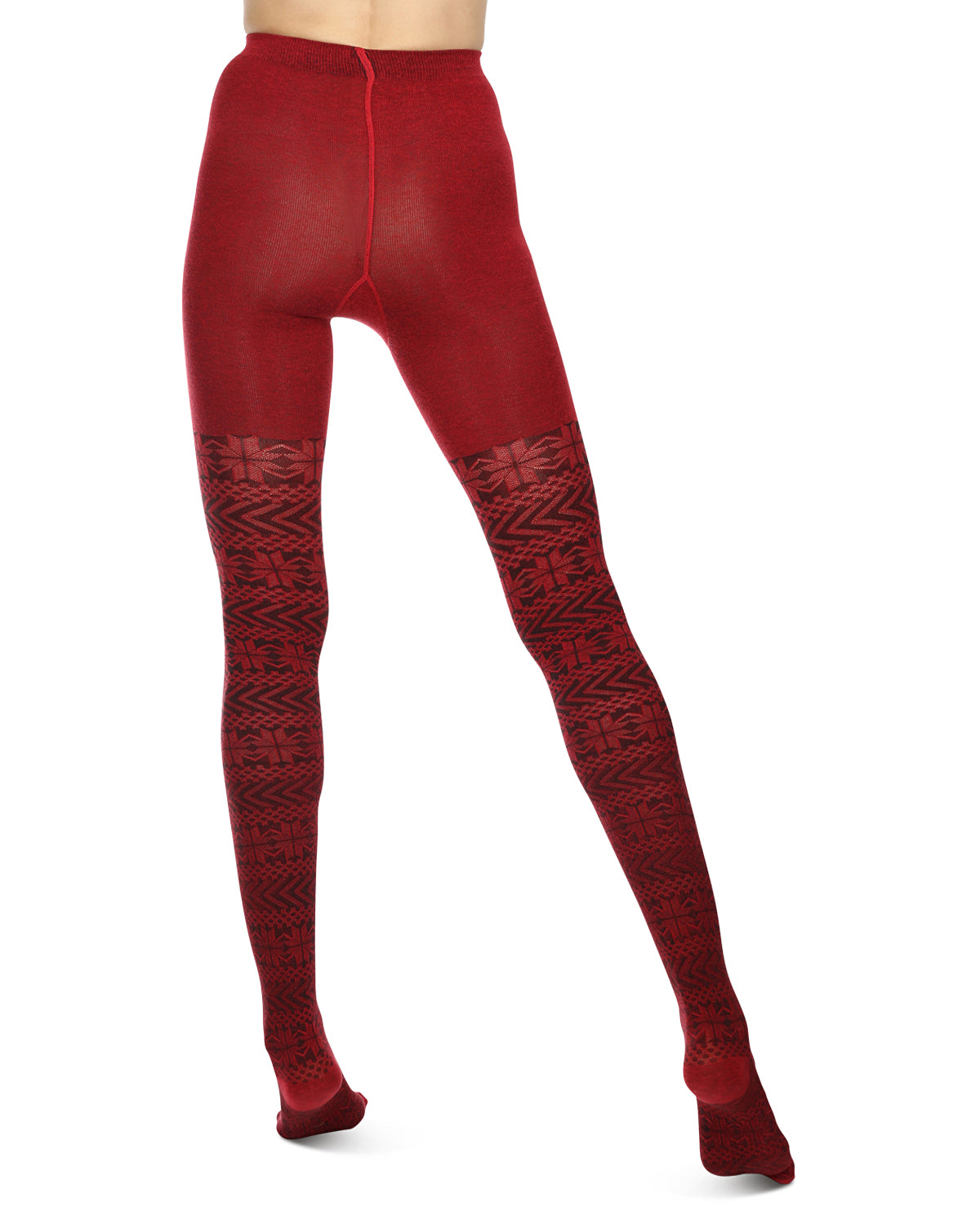 Snowflake Cotton Blend Sweater Tights : Color: Chili Pepper