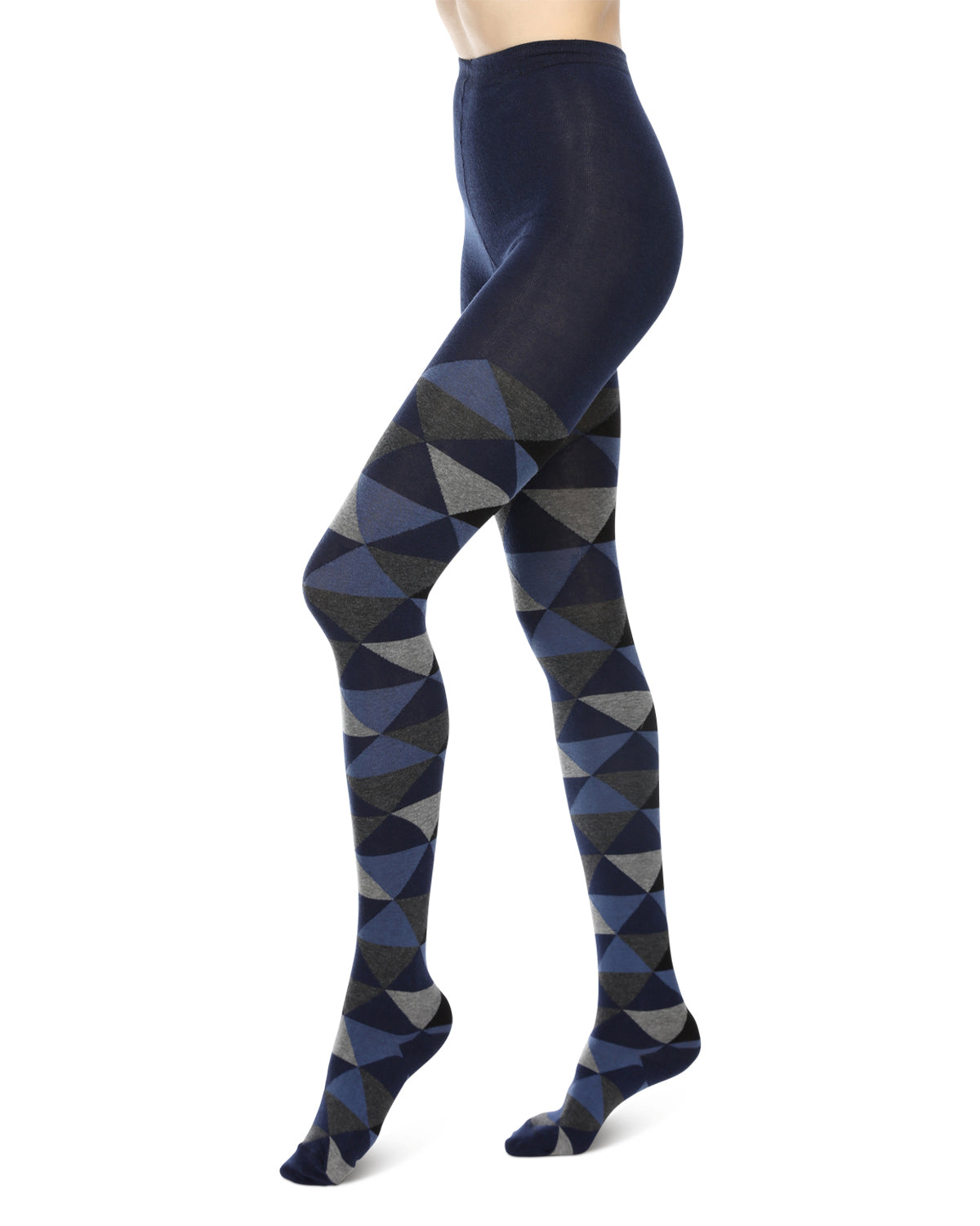 Triangular Cotton Blend Sweater Tights : Color: Navy