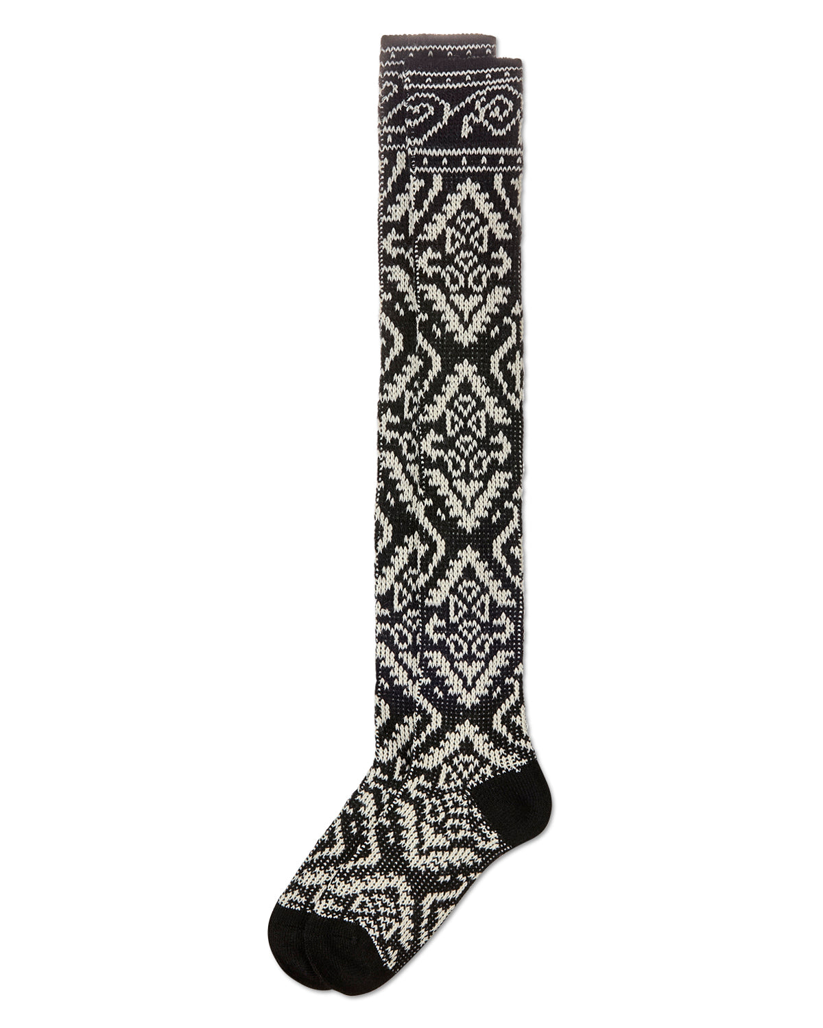 Women's Damask Acrylic and Wool Blend Over The Knee Socks : Color: Black
