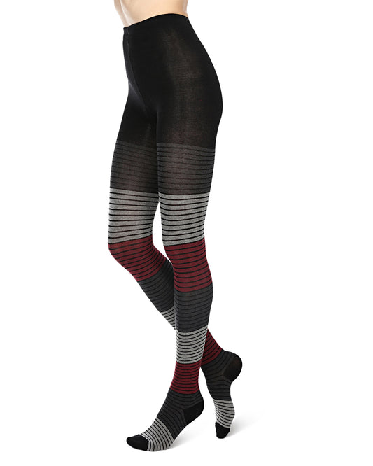 Gradient Stripes Sweater Tights : Color: Wine
