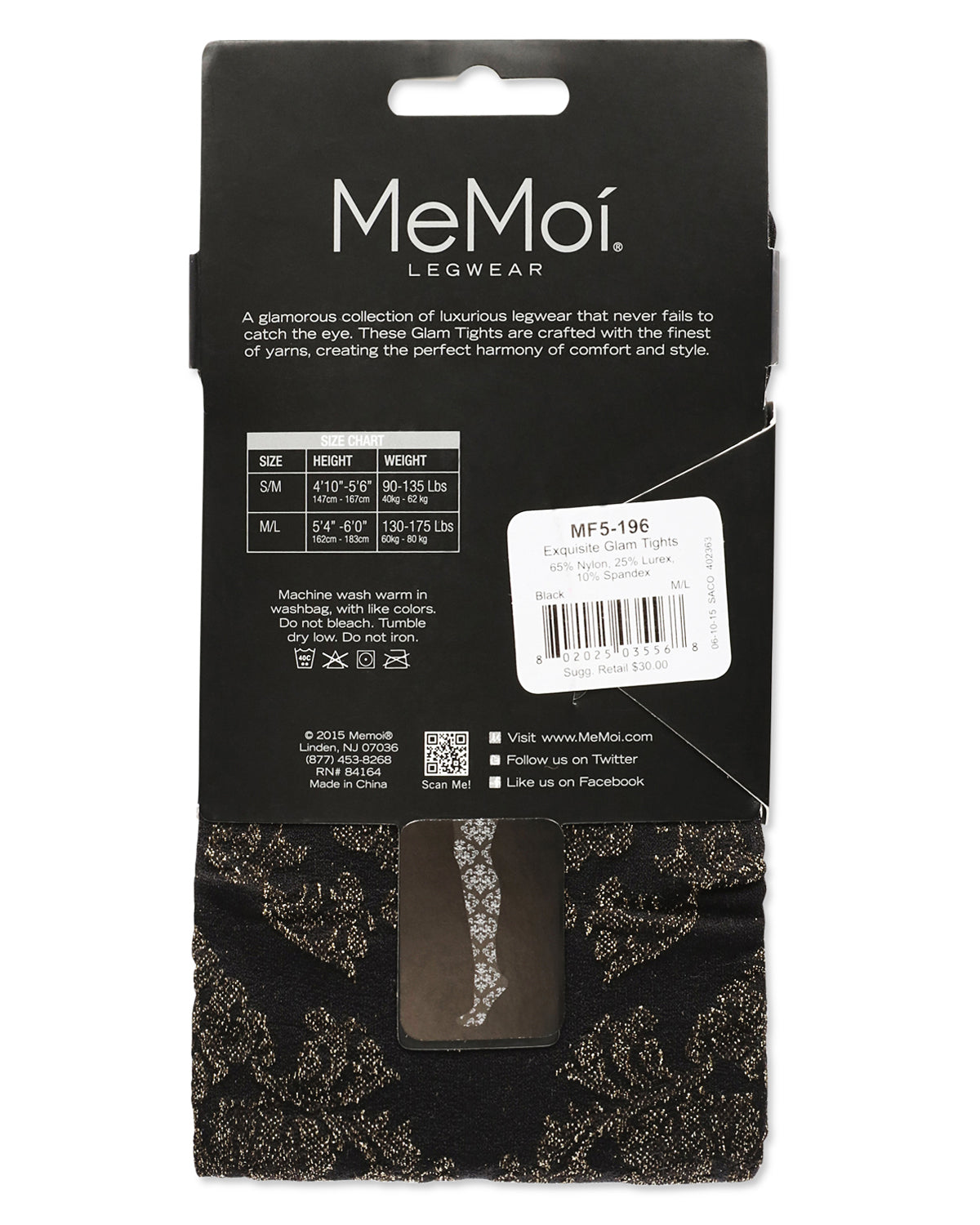 Exquisite Glam Baroque Opaque Tights : Color: Black